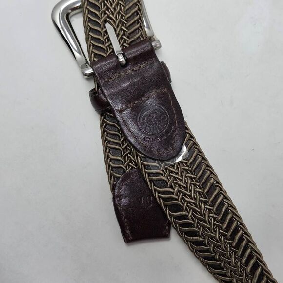TORINO MADE IN USA BROWN TAN BRAIDED WEAVE SATIN LEATHER BELT MENS SIZE 40 - Picture 4 of 5